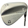 A golf club featuring a wedge head with a textured face designed for precision shots is positioned against a neutral background showing the club's details including model and loft specifications.