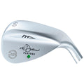 A silver golf wedge with a sharp face is displayed prominently showing a 60-degree marking the name "M. Drew" and the word "PLAYERS" along with a green four-leaf clover symbol.