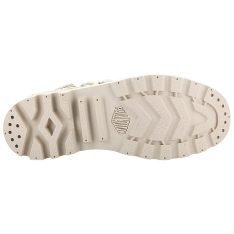 A shoe sole is displayed showing its textured bottom designed for grip and traction suggesting outdoor or athletic use set against a plain white background.