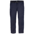 Navy cargo pants feature a belt and side pockets designed for utility and comfort suitable for casual or outdoor wear against a plain white background.