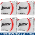 Four boxes of Srixon Z-Star XV golf balls are stacked together. The packaging features a white background with red accents, and a promotional text states "4 FOR 3 DEAL / BUY 3 GET 1 FREE."