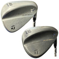 Two golf wedges are displayed angled toward the viewer. One has a 46-degree loft and the other a 58-degree loft. Both are part of the Milled Grind 3 series.