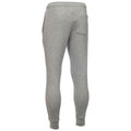 Gray sweatpants with a snug fit are displayed showing the back view featuring a single pocket on the right side within a plain, neutral backdrop suggesting a casual clothing context.