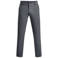 Gray trousers are displayed standing upright showcasing their straight-leg design and button closure in a plain background emphasizing their sleek appearance suitable for casual or formal occasions.