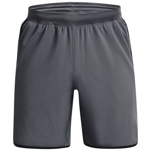 Gray athletic shorts are displayed prominently they feature an elastic waistband and side pockets designed for active wear in casual or sports environments