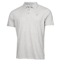 A light gray polo shirt hangs visibly featuring a classic collar and three buttons at the neck with the CK logo on the chest in a casual clothing context.