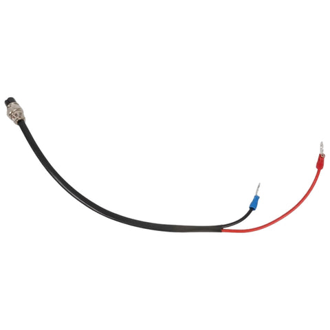 A black electrical wire with a connector on one end branches into two colored wires with connectors at the other end positioned against a plain background.