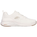 A white athletic shoe features a breathable mesh upper and a cushioned sole labeled as VAPORFOAM highlighting comfort and support for physical activities.