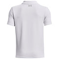 A light gray polo shirt displays a smooth fabric texture with a collared neck and short sleeves featuring a small logo detail on the back above the neck area.