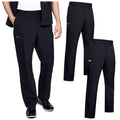 Black GOLF pants are displayed with one pair being worn by a man standing casually while two additional pairs are shown side by side. The setting is neutral with a focus on the pants.