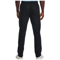 Black golf chinos are worn by a person standing upright, showing the back view with hands relaxed at their sides in a neutral setting, emphasizing the tailored fit and practical style of the garment.