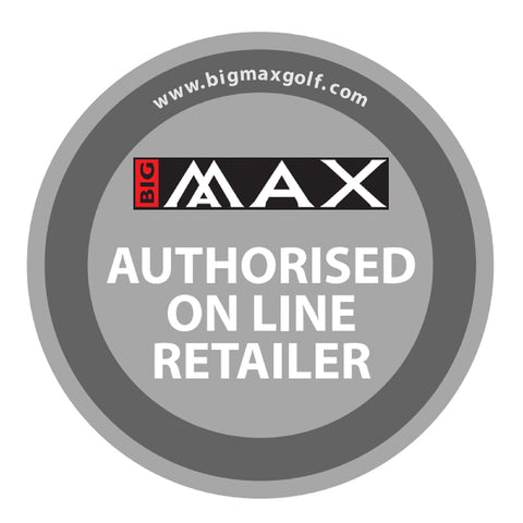 A circular logo features the text BIG MAX prominently in black and white with the phrase AUTHORISED ON LINE RETAILER below in white against a grey background alongside a web address at the top.