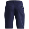 Navy blue shorts with a fitted design feature two back pockets and a waistband. They are displayed against a plain white background, emphasizing their simplicity and versatility.