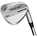 A silver golf wedge featuring a sleek design is angled to the right showcasing its clubface and shaft the text indicates it is a 54-degree SM10 model designed by Vokey Design.