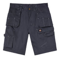 Dark gray cargo shorts with multiple pockets are displayed flat on a white background highlighting their practical design suitable for outdoor activities and work environments.