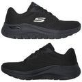 A pair of black athletic shoes is displayed with a breathable mesh upper and cushioned sole positioned against a plain background showcasing their design and features.