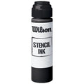 A cylindrical bottle of stencil ink is standing upright with a black cap and a white label displaying the text "Wilson" and "STENCIL INK" on it.