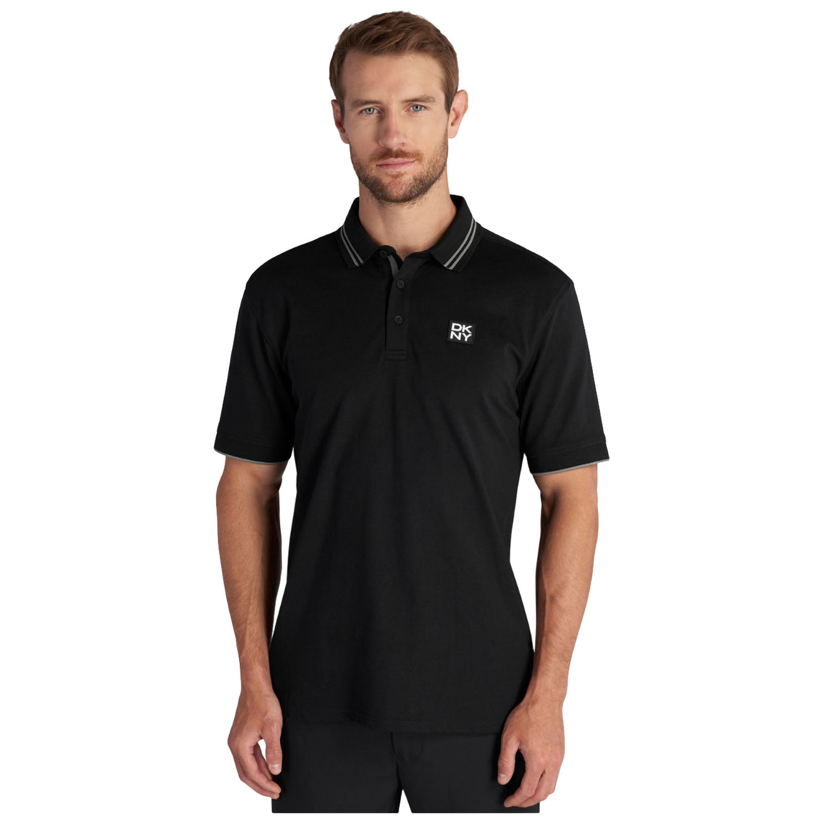 DKNY Fabric Collar Polo Shirt in Black for Men