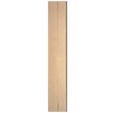 A long rectangular cardboard box lies upright on a plain background indicating it is likely intended for shipping or storage of narrow items without visible markings or labels.