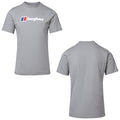 A green t-shirt displays the brand name "berghaus" prominently on the front in white lettering alongside a blue and red logo, designed for casual or outdoor wear.