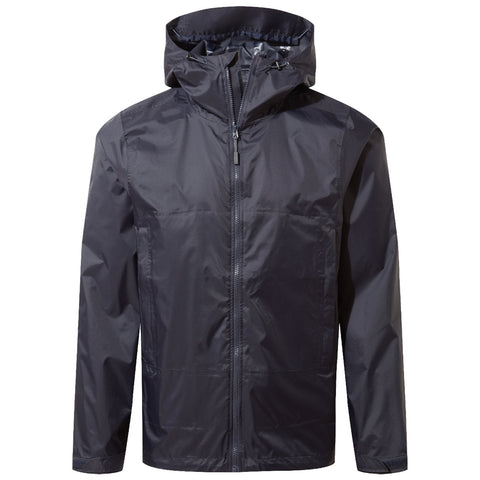 A black hooded jacket is positioned upright showcasing its zipper front and smooth fabric structure ready for wear can be used in various outdoor settings to provide protection against weather elements.