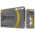 A box of Srixon Z-Star Diamond golf balls is displayed featuring a sleek gray design with the brand logo in silver bold text highlighting visual performance and new product features.