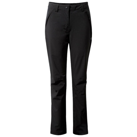 Black pants are displayed upright featuring a straight cut and pockets the context suggests suitability for outdoor or casual wear with a focus on practicality and comfort