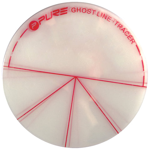 A circular disc is displayed featuring red lines radiating from the center to the edges the text reads PURE GHOSTLINE TRACER indicating it's a specialized tool likely used for marking or measuring.