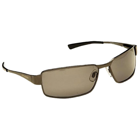 Sunglasses are displayed with a gray tinted lens and a sleek frame featuring straight temples aimed for a modern aesthetic suitable for outdoor settings.