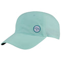 A light blue cap with a curved brim features a circular logo on the front. It is designed for outdoor activity, likely for golf or sports, and appears to be made of breathable material.