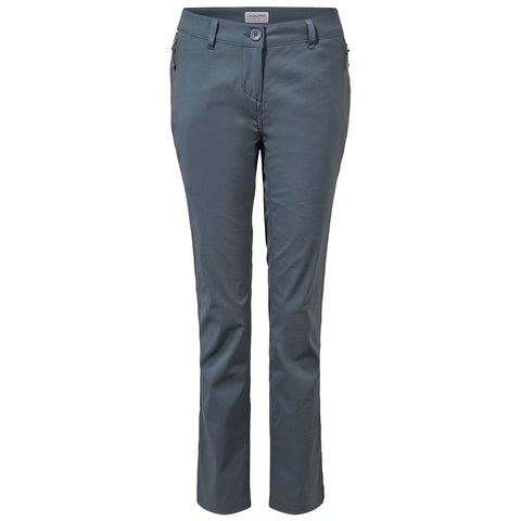 Gray pants with a straight leg design are displayed upright against a neutral background showcasing a button closure and side pockets for functionality and style.