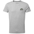 A gray t-shirt with short sleeves features a circular mountain graphic in dark green and the text CRAGHOPPERS above it, presented against a neutral background.