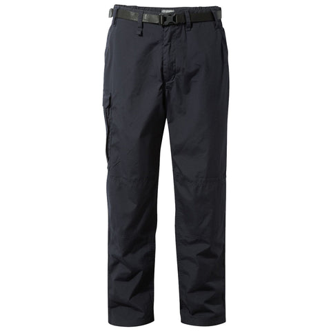 Black cargo pants featuring a belt with multiple pockets and a loose fit are displayed frontally against a plain background emphasizing their practical design and functionality.