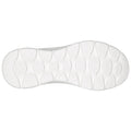 A white sneaker sole is displayed showcasing a textured surface and wave-like patterns designed for grip and comfort indicating potential use in athletic activities or casual wear.