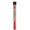 A long, thin alignment stick with a black top and vibrant red body stands upright against a neutral background, used for improving golf swings and practice alignment. The text reads TOUR A S ALIGNMENT STICKS.