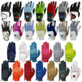 A collection of colorful sports gloves is displayed in various orientations. Each glove features distinct colors and designs, some with buttons, showcasing options for athletic use in a neat arrangement.