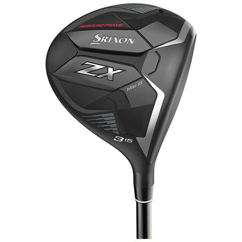 A black golf driver with a sleek design rests upright showcasing its angled head and shaft featuring the brand name Srixon and model indication ZX Mk II with 315 marking