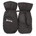 Black mittens with an elastic cuff are displayed side by side showcasing their padded fabric and Srixon logo on one mitten indicating use in cold conditions such as winter activities