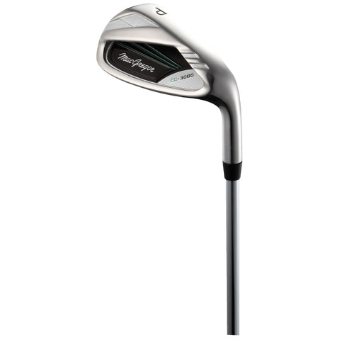 A golf club is displayed upright showcasing its angled head and sleek design while emphasizing its brand name and model in a neutral background environment.