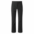 Black pants stand upright displaying a straight leg design with two front pockets showcasing a casual and functional style for outdoor or everyday use in a neutral setting.