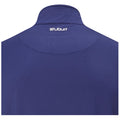 A navy blue collared golf shirt displays the brand name stuburt on the back, emphasizing its athletic design suitable for sports or casual wear in an outdoor context.