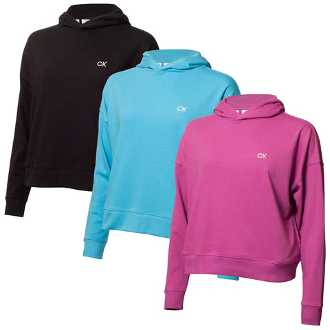 Three hooded sweatshirts in black, blue, and pink arranged side by side with a logo on the front, showcasing casual apparel suitable for relaxed environments or daily wear.