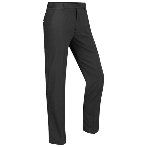 Black dress pants stand upright showing a smooth fabric texture The pants feature side pockets and a button closure designed for formal or semi-formal occasions