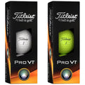 Two boxes of Titleist Pro V1 golf balls are prominently displayed with one containing a white ball and the other a green ball both showcasing the brand logo and product designation.