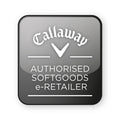 A black and silver logo featuring the word Callaway and a downward arrow is prominently displayed with the text Authorised Softgoods e-Retailer beneath it indicating official retail status in a professional context.