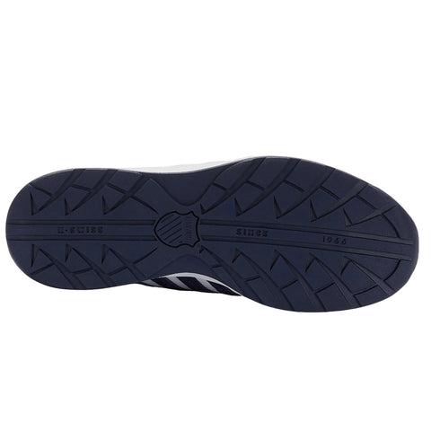 A shoe sole is displayed featuring a textured pattern for grip and the branding L.SWISS with the text SINCE 1966 embossed on it against a plain background.