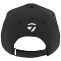 A black baseball cap is displayed from the back showing a white logo at the center and an adjustable strap for fitting it securely on the head in a neutral background.