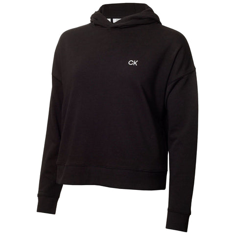 A black hoodie made of soft fabric features a small white logo on the front it is designed for casual wear and suitable for cooler weather conditions